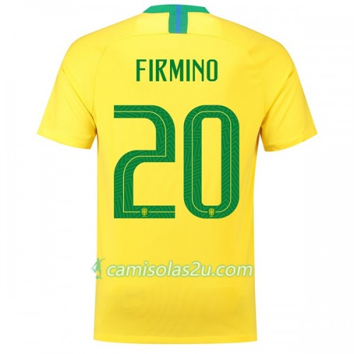Camisolas de Futebol Brasil Firmino 20 Equipamento Principal Copa do Mundo 2018 Manga Curta Camisolas de Futebol Brasil Firmino 20 Equipamento Principal Copa do Mundo 2018 Manga Curta